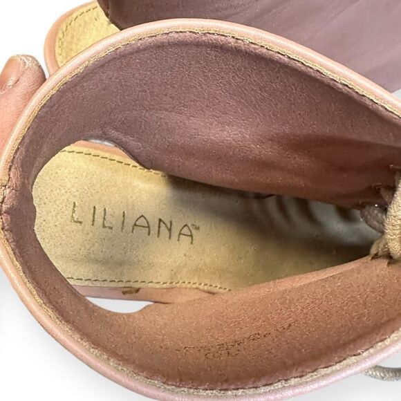 LILIANA Women’s Pink Lace-Up Peep Toe Chunky Heel Sandals Size 10 - Picture 5 of 6